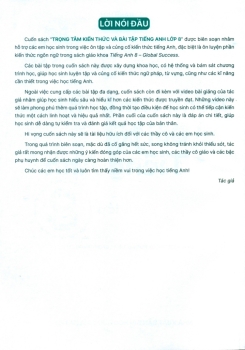 TRỌNG TÂM KIẾN THỨC VÀ BÀI TẬP TIẾNG ANH LỚP 8 (Biên soạn theo SGK Global Success)